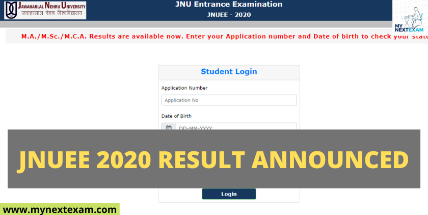 JNUEE 2020 Result Announced